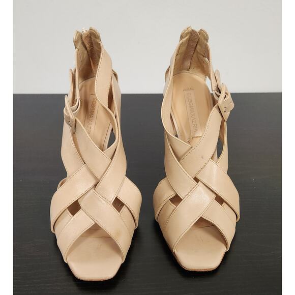 BCBGMaxazria Beige Leather Heels-Size 7B - Picture 2 of 9